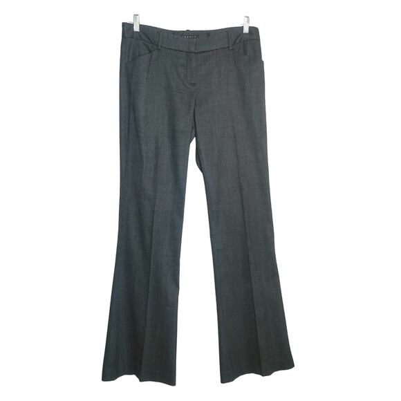 Theory Pants - Theory Stretch Virgin Wool Mid Rise Flared Dress Pants 10 Gray Quiet Luxury